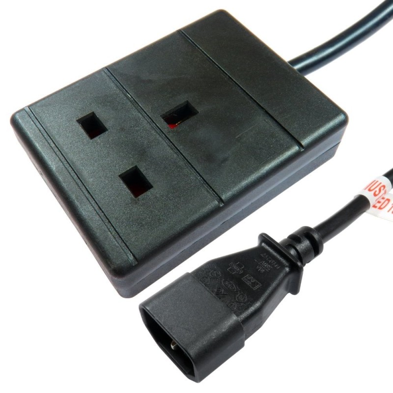 0.5m IEC C14 to UK Mains Socket Power Cord