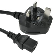 UK Plug to C13 Mains Lead - Black