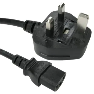 UK Plug to C13 Mains Lead - Black