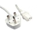UK Plug to C13 Mains Lead - White