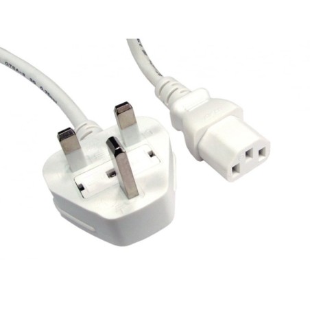 UK Plug to C13 Mains Lead - White