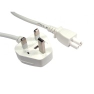 1.8m UK Plug to C5 Mains Lead - White
