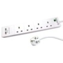4 Gang Surge Protected UK Power Extension with USB