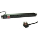 3m 6 Port Horizontal 1U PDU With UK Plug