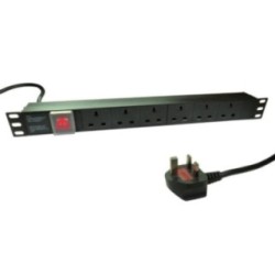 3m 6 Port Horizontal 1U PDU With UK Plug