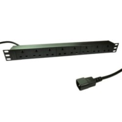 3m 8 Port Horizontal 1U PDU with IEC C14 Plug