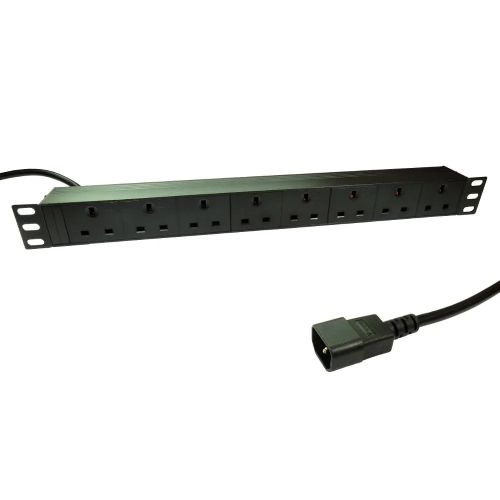 3m 8 Port Horizontal 1U PDU with IEC C14 Plug