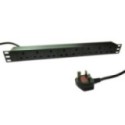 3m 8 Port Horizontal 1u PDU With UK Plug