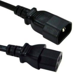 0.5m C14 to C13 Power Extension Cable - Black