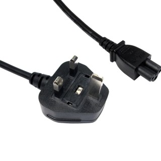 10m UK Plug to C5 Mains Lead - Black