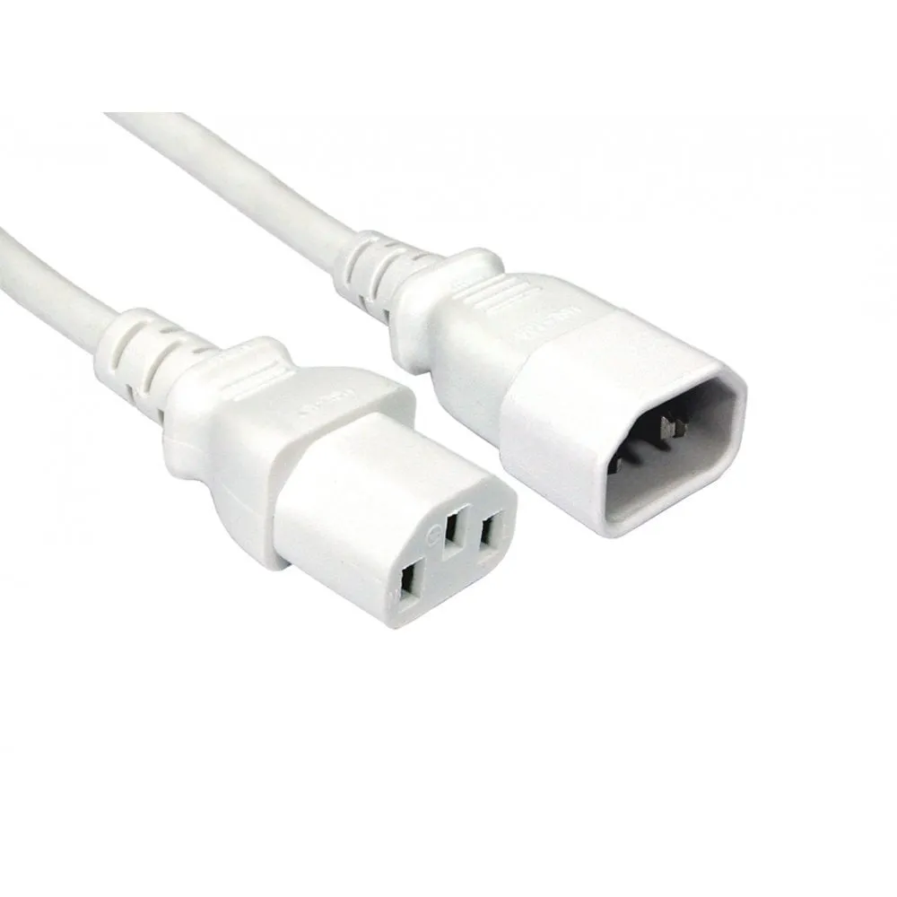 0.5m C14 to C13 Power Extension Cable - White