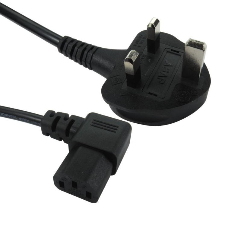1.8m UK Plug to Right Angled C13 Mains Lead