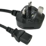 1m UK Plug to C13 Mains Lead - Black