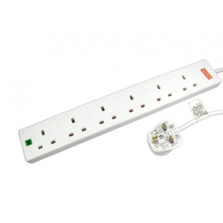 5m Surge Protected UK Power Extension - 6 Ports