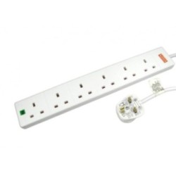 2m Surge Protected UK Power Extension - 6 Ports