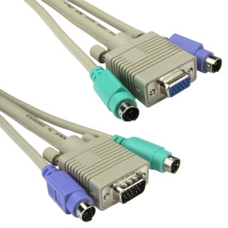 2m 2x M-M PS/2 & 1x SVGA M-F KVM Cable