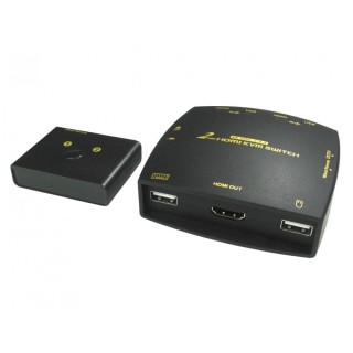 2 Port HDMI KVM Switch 4K@60Hz w/Cables & Remote Control