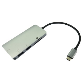 USB Type C to 2 Port USB Hub & Card Reader with PD Function