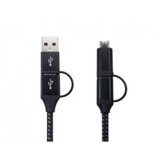 Black 1.5M Type C to Type C + USB Micro Braided Cable - Aluminium Housing