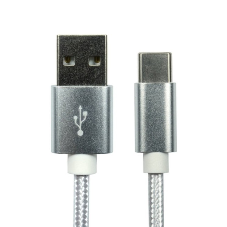 1M White USB 2.0 A Male to Type C Braided Cable