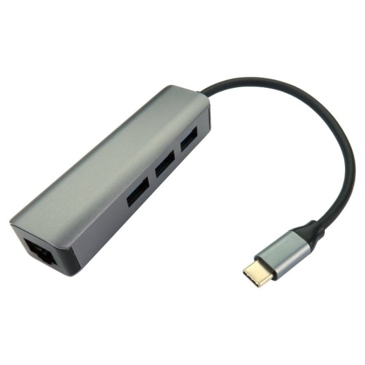 USB Type C Gigabit Lan with 3 Port Type A Hub