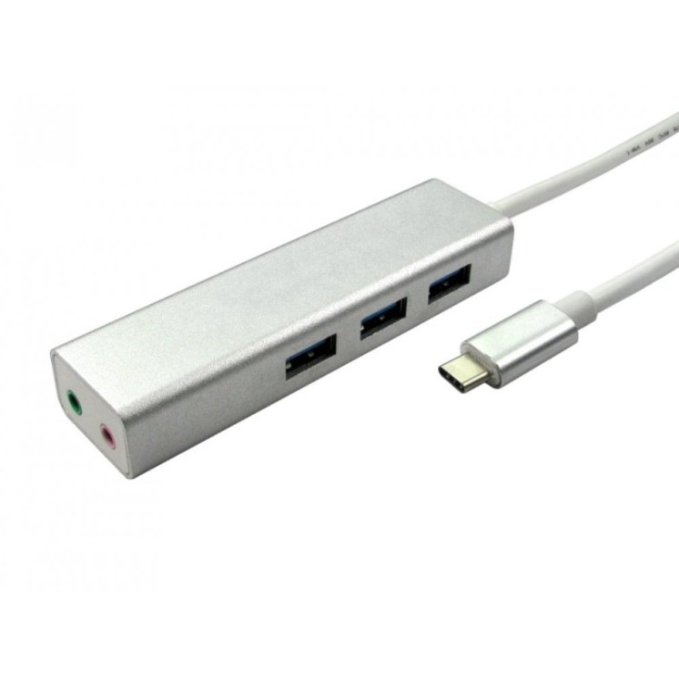 USB Type c to USB 3.0 3port hub + 2.1CH sound card