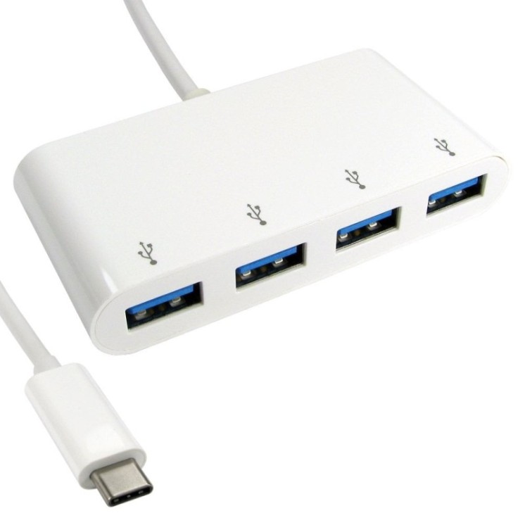 15cm Leaded USB Type C (M) to 4x USB3.0 Type A (F) Hub