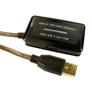 12m USB 2.0 Active Extension with 4 Port Hub