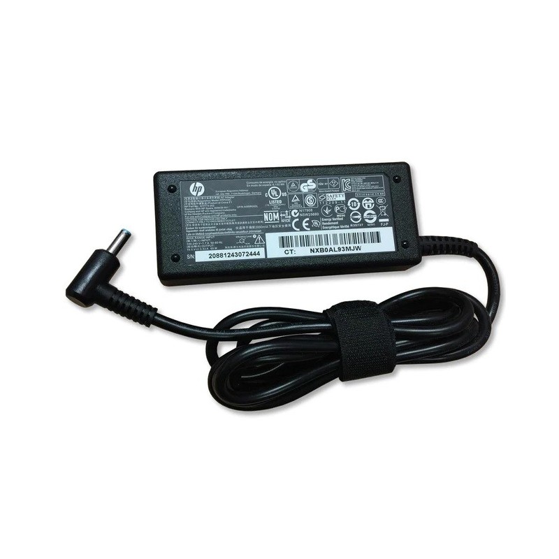 riginal HP 65W laptop power adapter with 19.5V 3.33A output and 4.5 x 3.0 mm blue‑tip connector. Reliable