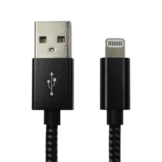 2M Black USB2.0 A to Lightning Braided Cable - MFI Certified