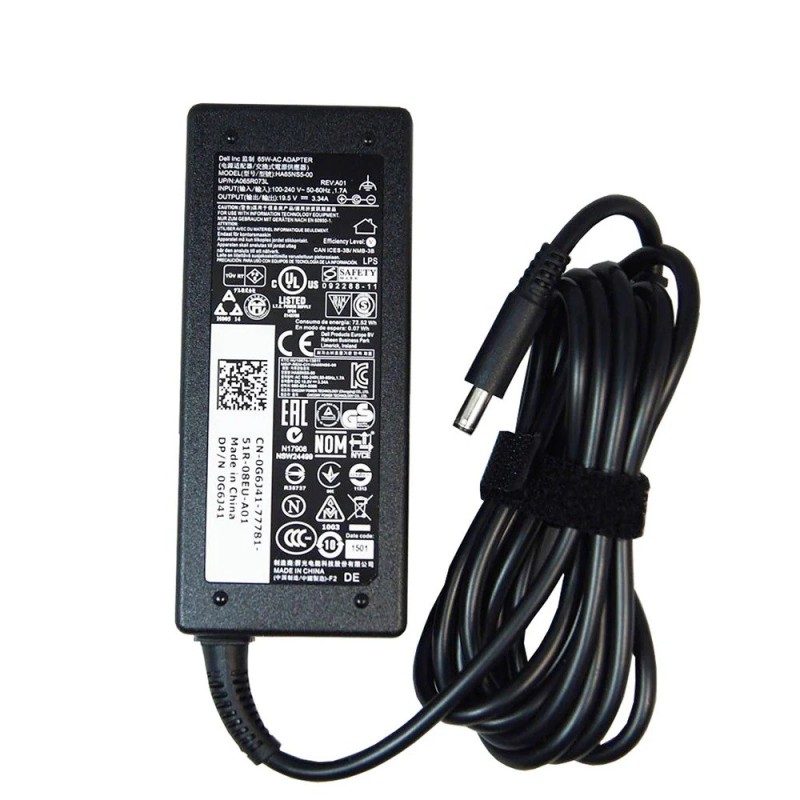 Original Dell 65W Laptop Power Adapter with 4.5 x 3.0 mm tip and power cable