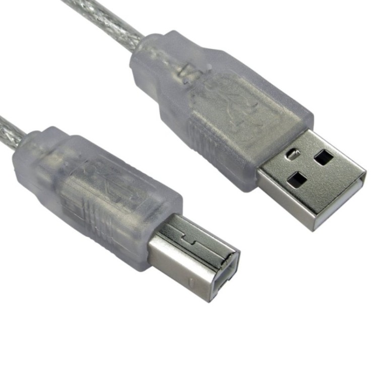 3m USB 2.0 Type A (M) to Type B (M) Data Cable - Clear