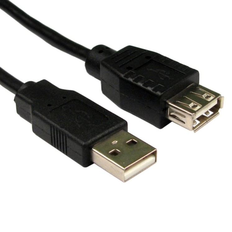 1.8m USB2.0 Type A (M) to Type A (F) Extension Cable - Black