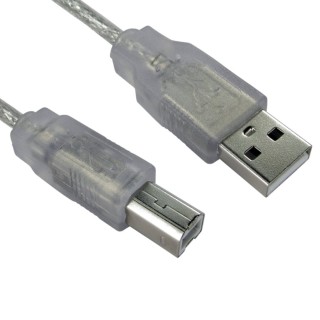 5m USB 2.0 Type A (M) to Type B (M) Data Cable - Clear