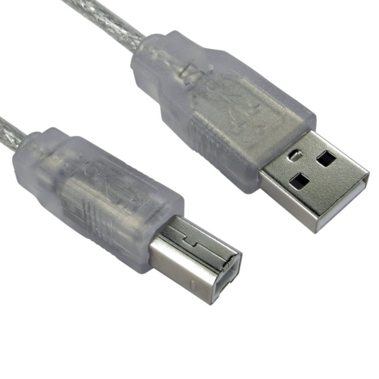 5m USB 2.0 Type A (M) to Type B (M) Data Cable - Clear