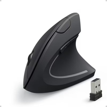Wireless Vertical Ergonomic Optical Mouse in Black with 1600 DPI and 5 Buttons