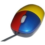 Small Yellow Infant Mini Optical SEN Mouse with Colour‑Coded Red and Blue Buttons