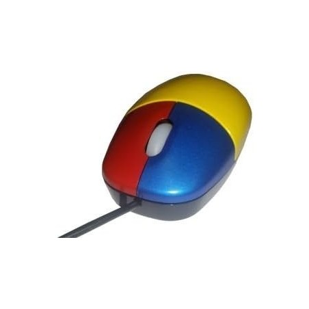 Small Yellow Infant Mini Optical SEN Mouse with Colour‑Coded Red and Blue Buttons