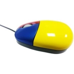 Small Yellow Infant Mini Optical SEN Mouse with Colour‑Coded Red and Blue Buttons