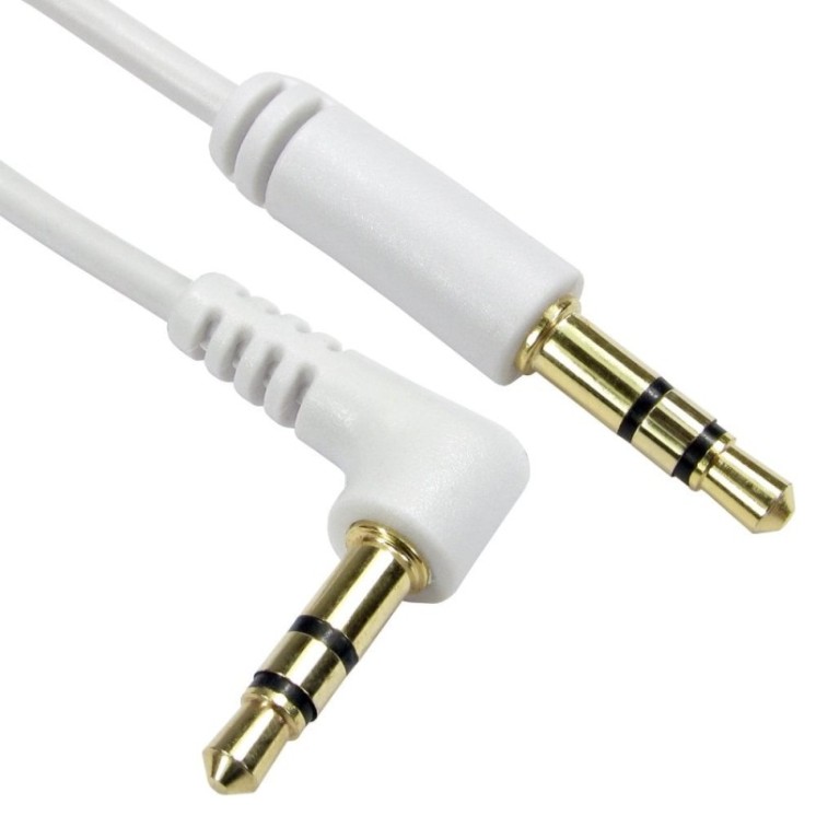 1m 3.5mm Stereo Cable (One R/A Connector) - White