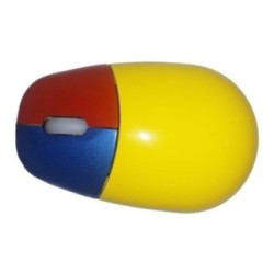 Small Yellow Infant Mini Optical SEN Mouse with Colour‑Coded Red and Blue Buttons
