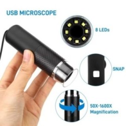 Portable Digital Microscope with 50X–1600X Magnification and 8 Adjustable LEDs