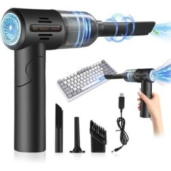 Electric 2‑in‑1 Air Duster and laptop and Keyboard Cordless Mini Vacuum Cleaner with LED Light – Black