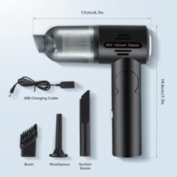 Electric 2‑in‑1 Air Duster and laptop and Keyboard Cordless Mini Vacuum Cleaner with LED Light – Black