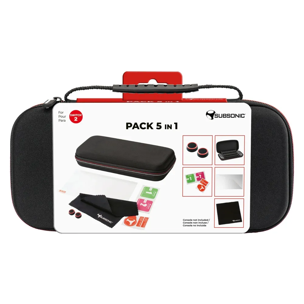 Subsonic 5 in 1 accessories set for Nintendo Switch 2 including case