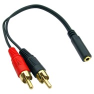 0.2m 3.5mm (F) to 2 RCA (M) Stereo - Gold Pins
