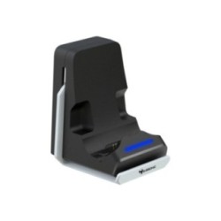 Subsonic PS5 charging dock and headset stand attached to PlayStation 5 showing LED charge indicator