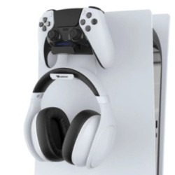Subsonic PS5 charging dock and headset stand attached to PlayStation 5 showing LED charge indicator