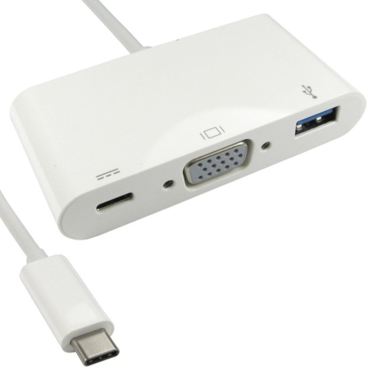 15cm Leaded USB Type C to VGA & USB Adapter with PD Function
