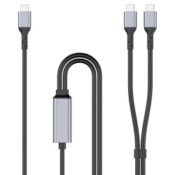 Dual USB-C charging cable 1.8m with intelligent power distribution 140W